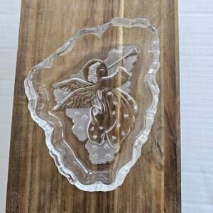 Mikasa Etched Angel Dish Frosted Clear Glass